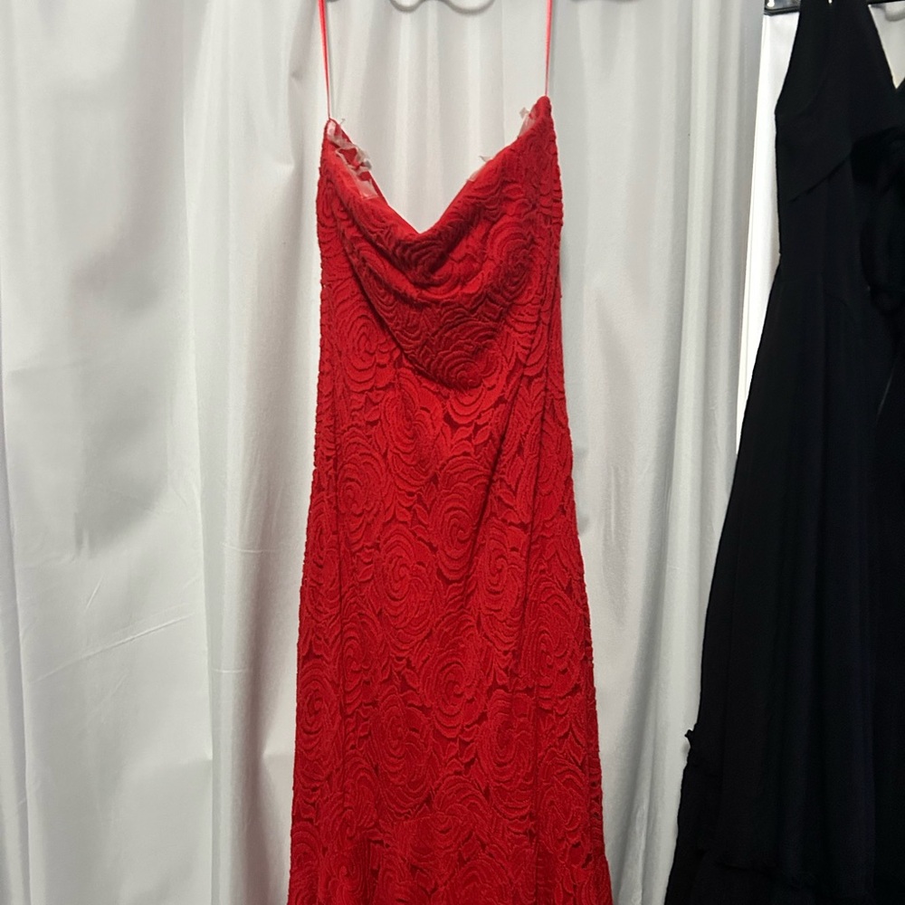 Cache Red Slip Dress with Cowl Neck for Cocktail
